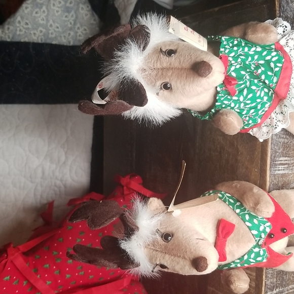 Vintage The Reindeer People Plush Set-Vixen&Victoria-Shelf/Mantle Sitters-9in. - Picture 7 of 7